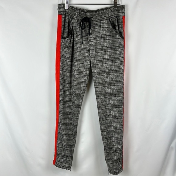 David Lerner Slim Track Jogger Pants with Vegan Details Plaid Black/White Size S - Picture 5 of 12
